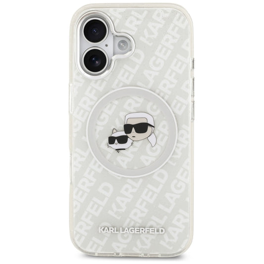 Θήκη MagSafe για Apple iPhone 17, Karl Lagerfeld, IML Glitter Karl & Choupette`s Heads, Γκρι