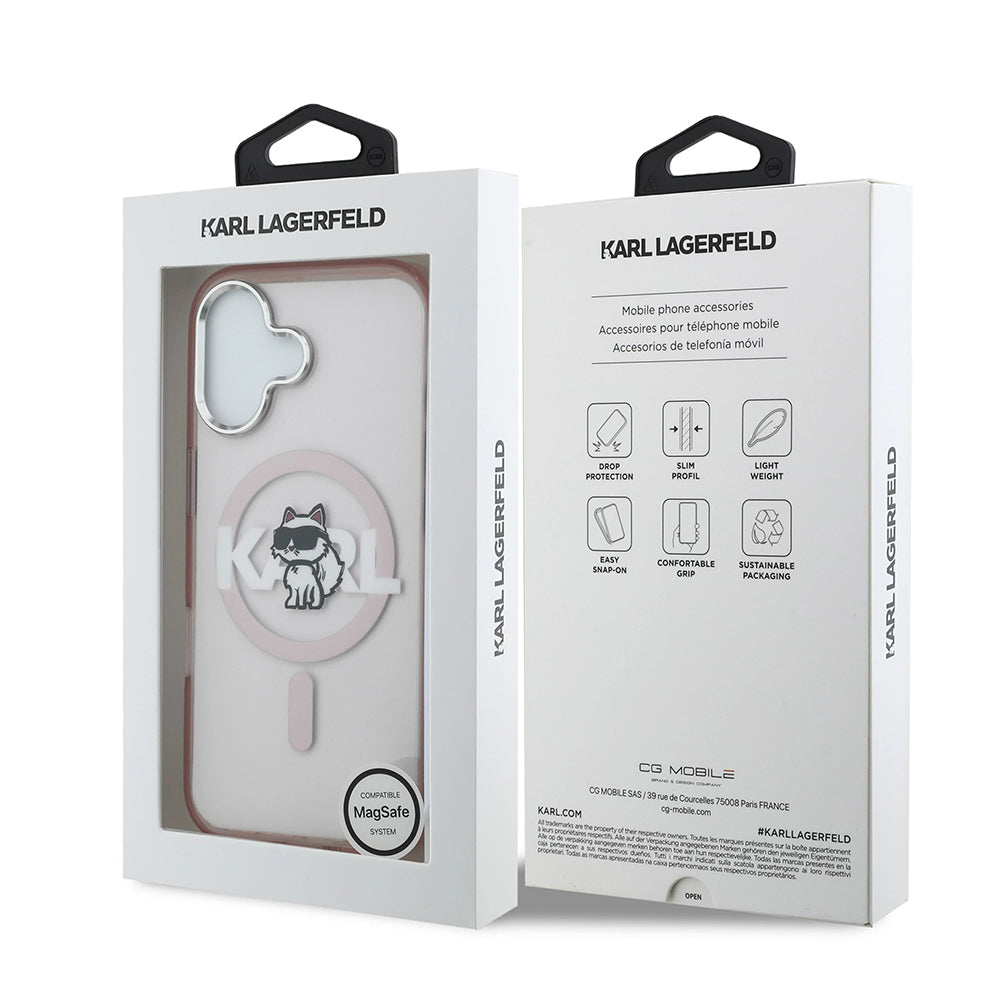 Θήκη MagSafe για Apple iPhone 17, Karl Lagerfeld, IML Sketch Logo Choupette, Ροζ