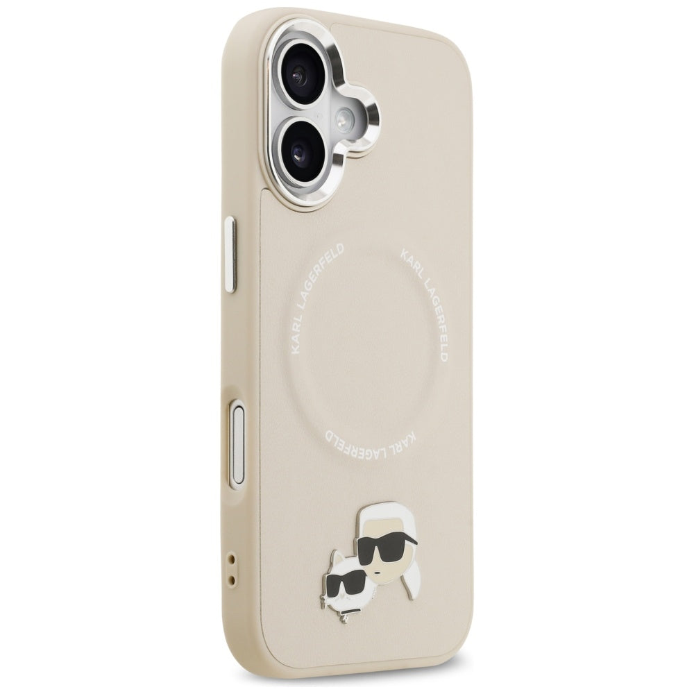 Θήκη MagSafe για Apple iPhone 17, Karl Lagerfeld, Karl & Choupette Pins, Μπεζ