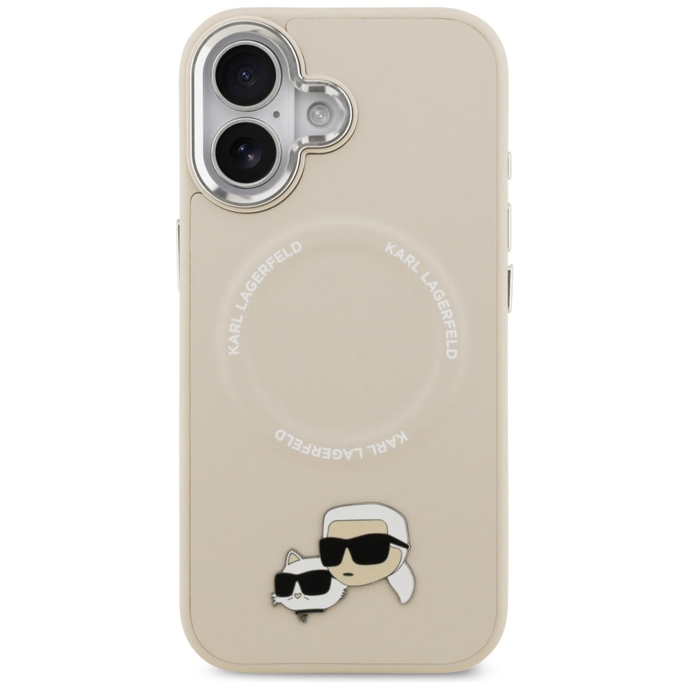 Θήκη MagSafe για Apple iPhone 17, Karl Lagerfeld, Karl & Choupette Pins, Μπεζ