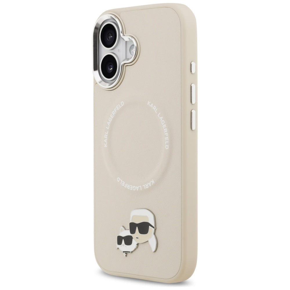 Θήκη MagSafe για Apple iPhone 17, Karl Lagerfeld, Karl & Choupette Pins, Μπεζ