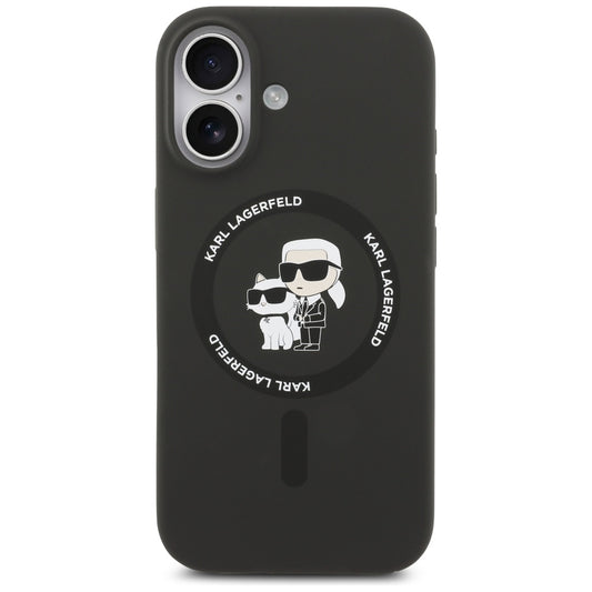 Θήκη MagSafe για Apple iPhone 17, Karl Lagerfeld, Ring Karl & Choupette, Μαύρη