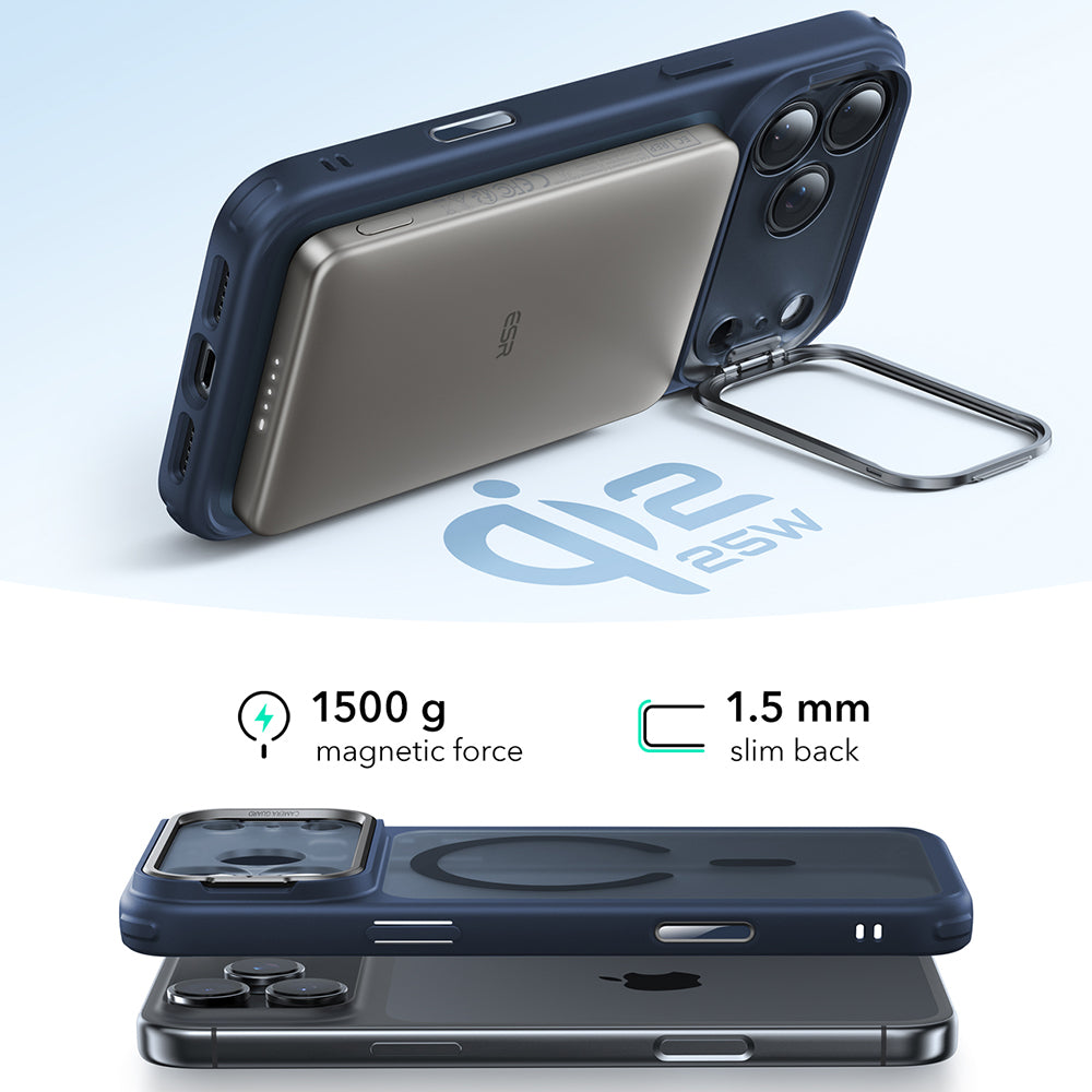 Θήκη MagSafe για Apple iPhone 17 Pro, ESR, Classic Hybrid Kickstand, Σατινέ Μπλε