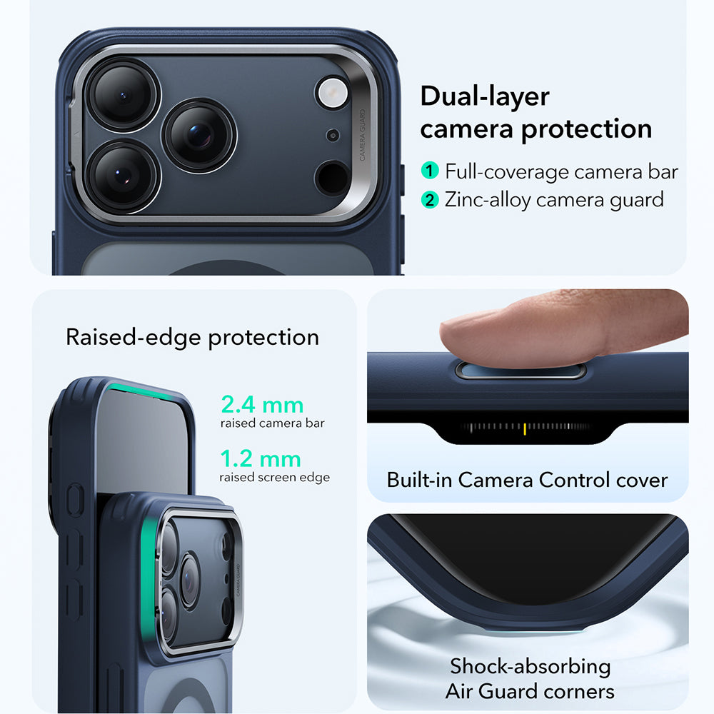 Θήκη MagSafe για Apple iPhone 17 Pro, ESR, Classic Hybrid Kickstand, Σατινέ Μπλε
