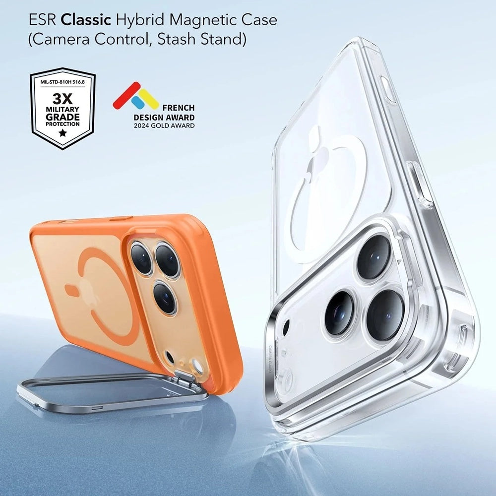 Θήκη MagSafe για Apple iPhone 17 Pro, ESR, Classic Hybrid Kickstand Slide, Σατινέ Πορτοκαλί