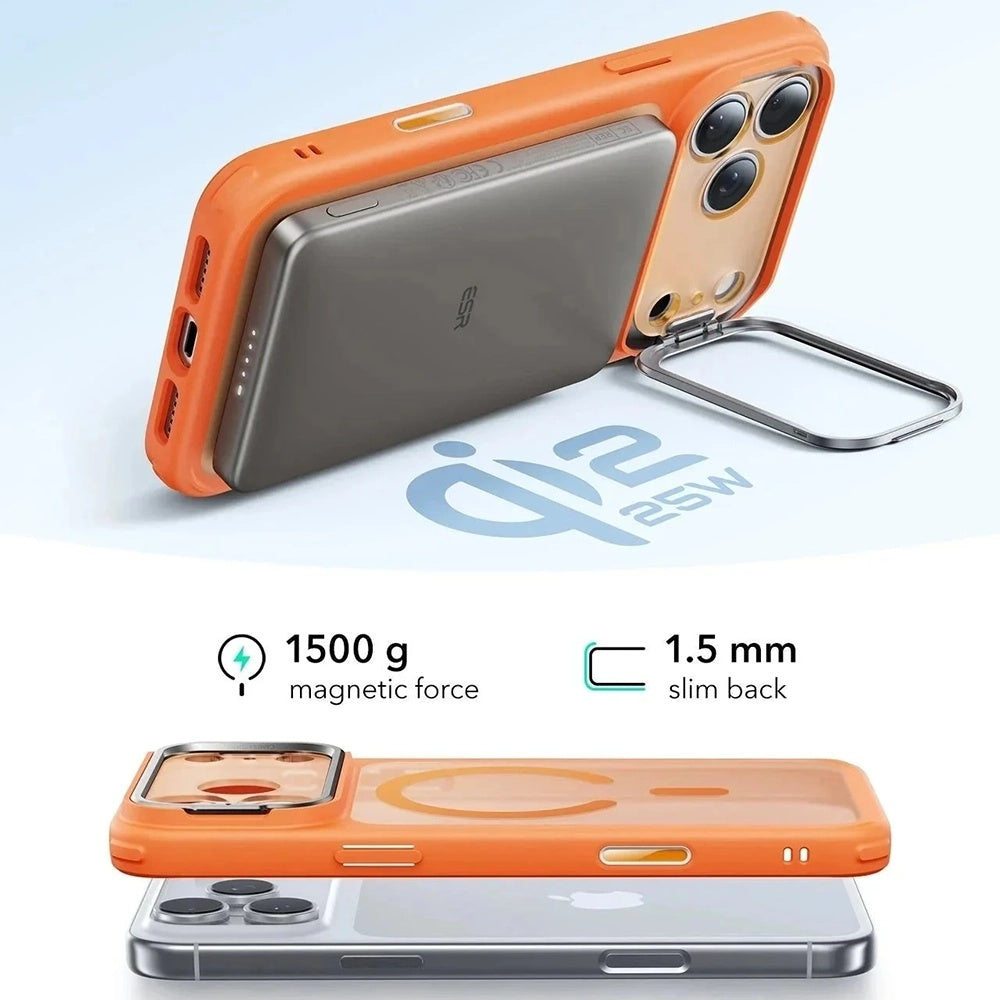 Θήκη MagSafe για Apple iPhone 17 Pro, ESR, Classic Hybrid Kickstand Slide, Σατινέ Πορτοκαλί