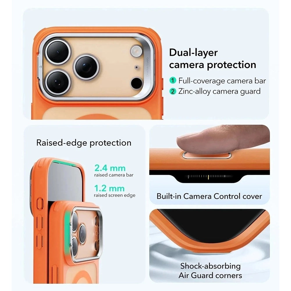 Θήκη MagSafe για Apple iPhone 17 Pro, ESR, Classic Hybrid Kickstand Slide, Σατινέ Πορτοκαλί