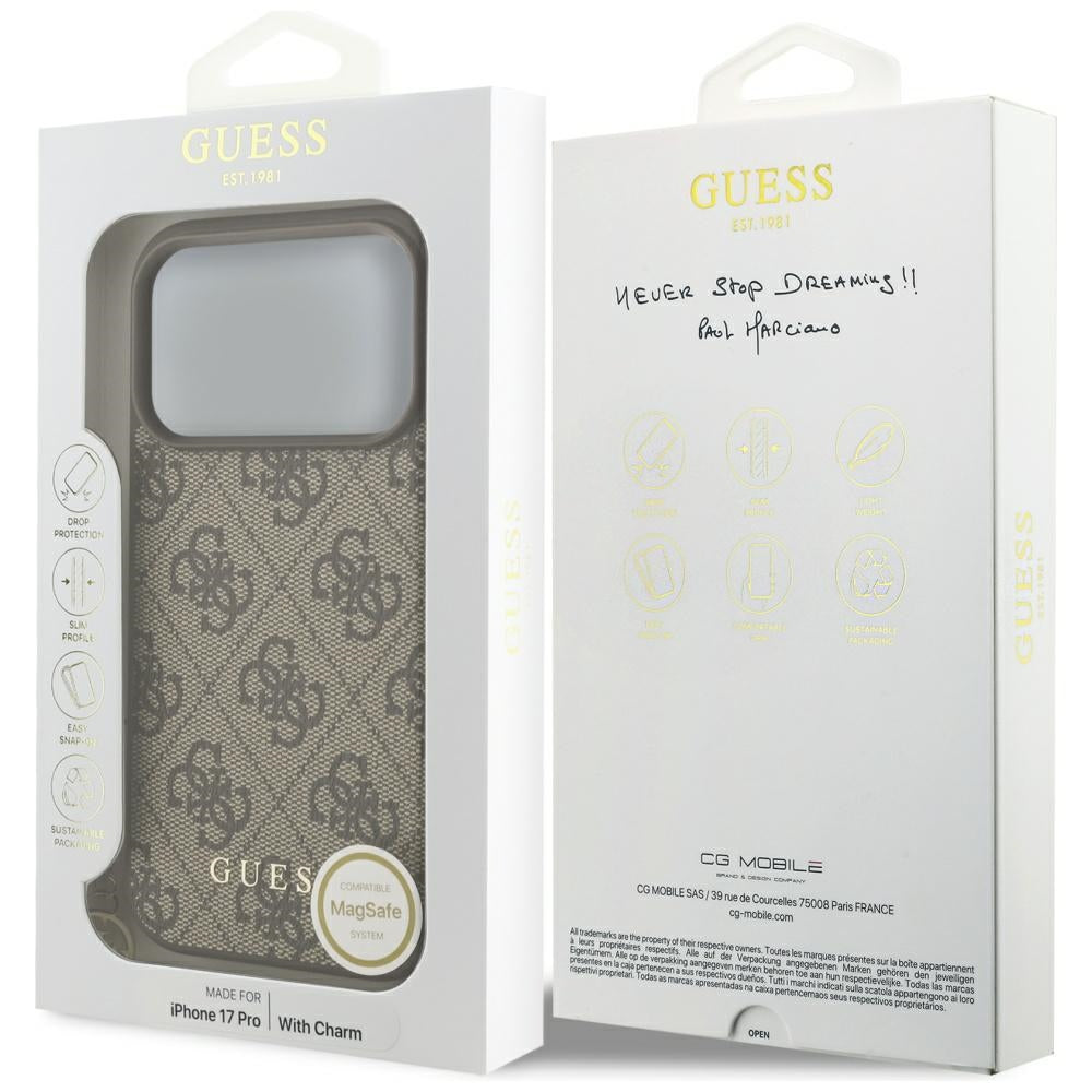 Θήκη MagSafe για Apple iPhone 17 Pro, Guess, 4G Charm Cradle, Καφέ