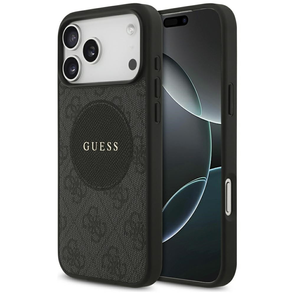MagSafe Case for Apple iPhone 17 Pro, Guess, 4G Circle Classic Logo, Black