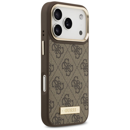 Θήκη MagSafe για Apple iPhone 17 Pro, Guess, 4G Logo Plate, Καφέ
