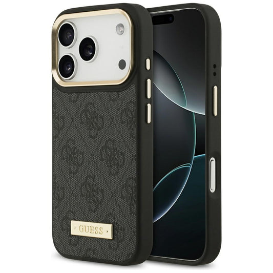 Θήκη MagSafe για Apple iPhone 17 Pro, Guess, 4G Logo Plate, Μαύρη