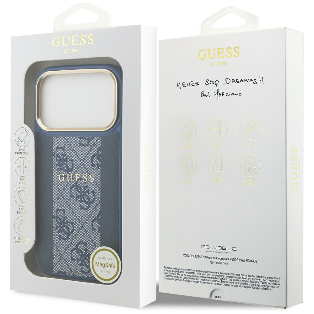 Θήκη MagSafe για Apple iPhone 17 Pro, Guess, 4G Stripe, Μπλε