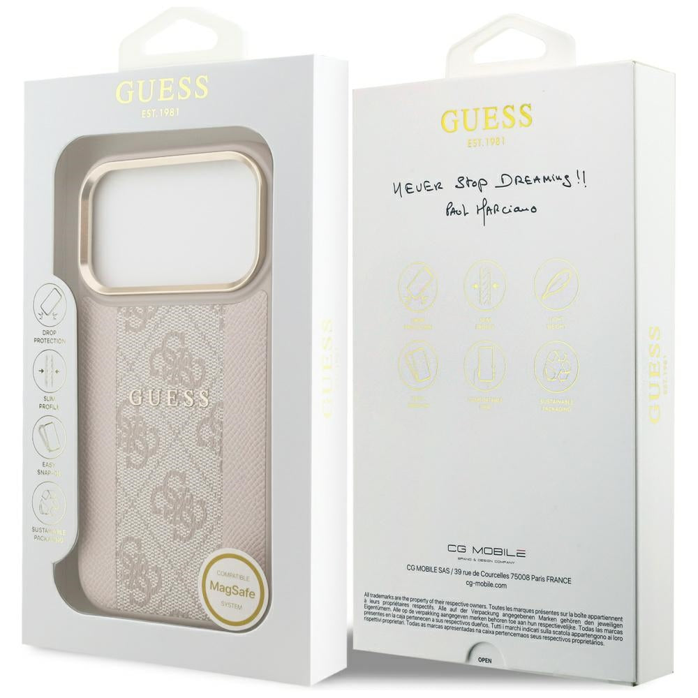 Θήκη MagSafe για Apple iPhone 17 Pro, Guess, 4G Stripe, Ροζ