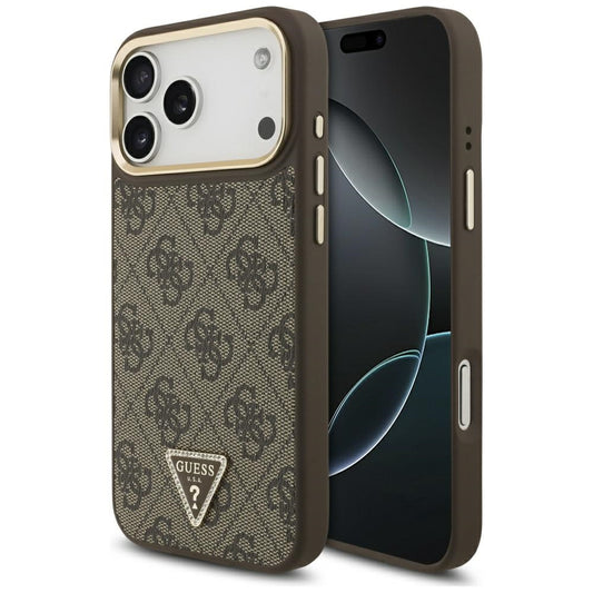 Θήκη MagSafe για Apple iPhone 17 Pro, Guess, 4G Triangle Logo, Χρυσοκαφέ