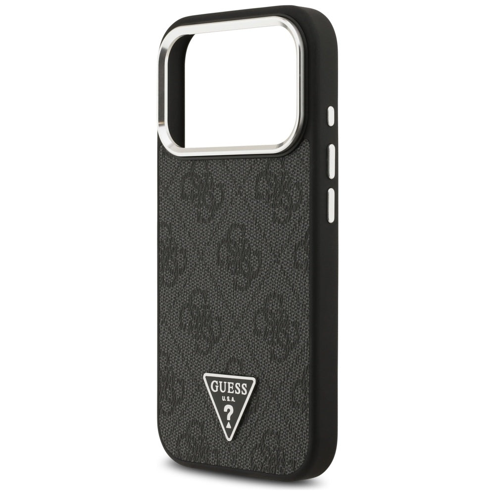 Θήκη MagSafe για Apple iPhone 17 Pro, Guess, 4G Triangle Logo, Μαύρη Ασημί