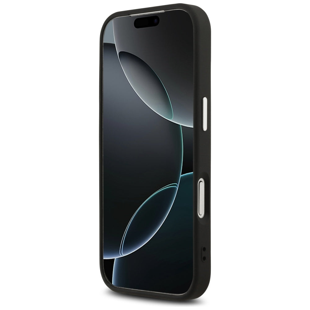 Θήκη MagSafe για Apple iPhone 17 Pro, Guess, 4G Triangle Logo, Μαύρη Ασημί