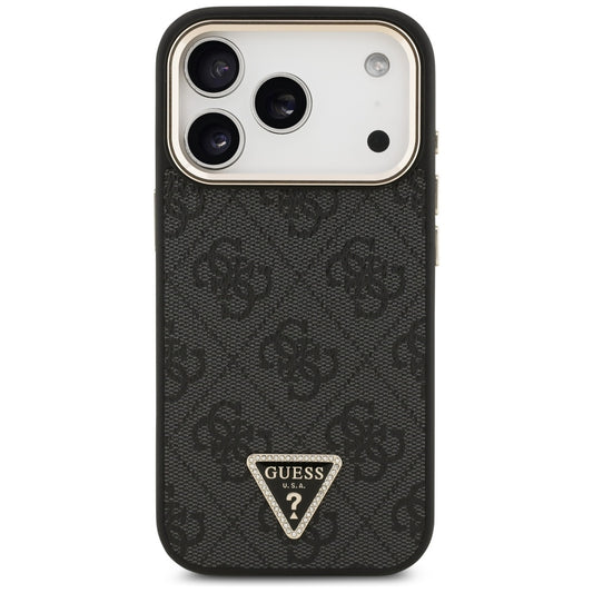 Θήκη MagSafe για Apple iPhone 17 Pro, Guess, 4G Triangle Logo, Μαύρη Χρυσή