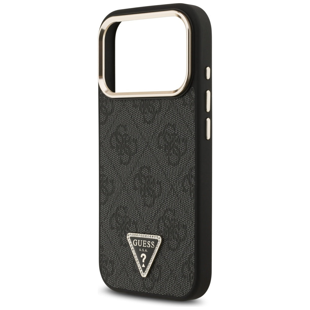 Θήκη MagSafe για Apple iPhone 17 Pro, Guess, 4G Triangle Logo, Μαύρη Χρυσή