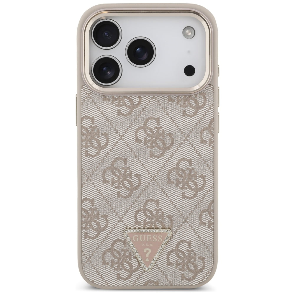 Θήκη MagSafe για Apple iPhone 17 Pro, Guess, 4G Triangle Logo, Ροζ Χρυσό