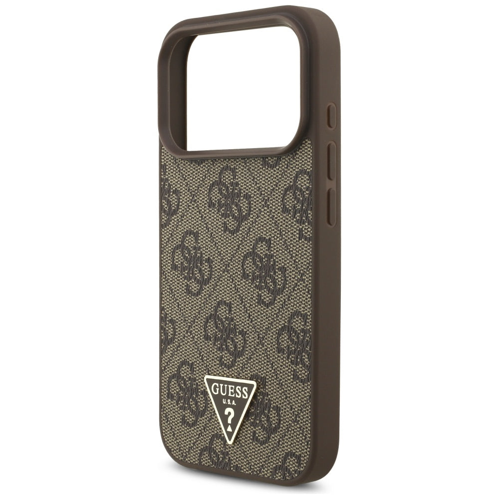 Θήκη MagSafe για Apple iPhone 17 Pro, Guess, 4G Triangle Logo με Pearl Strap, Καφέ