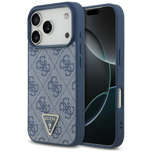 Θήκη MagSafe για Apple iPhone 17 Pro, Guess, 4G Triangle Strass, Μπλε
