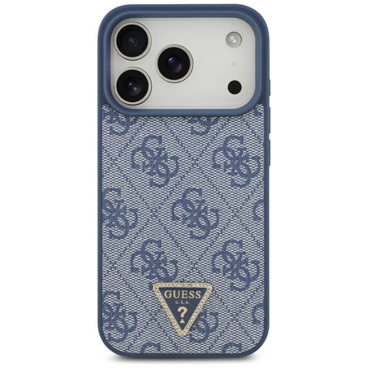 Θήκη MagSafe για Apple iPhone 17 Pro, Guess, 4G Triangle Strass, Μπλε