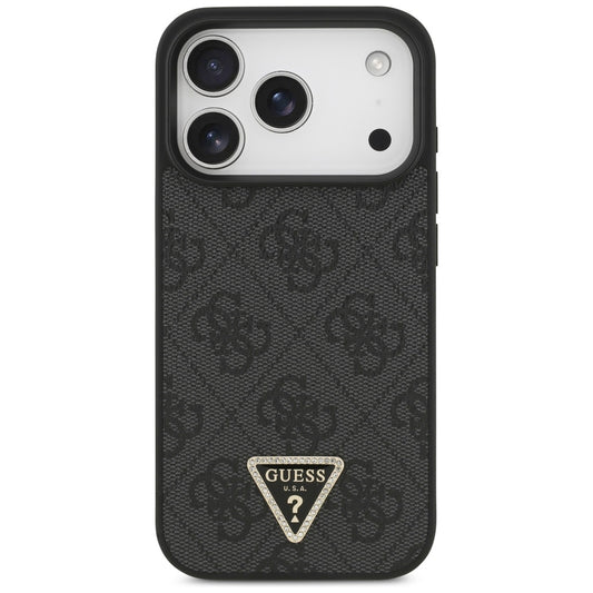MagSafe Case for Apple iPhone 17 Pro, Guess, 4G Triangle Strass, Black