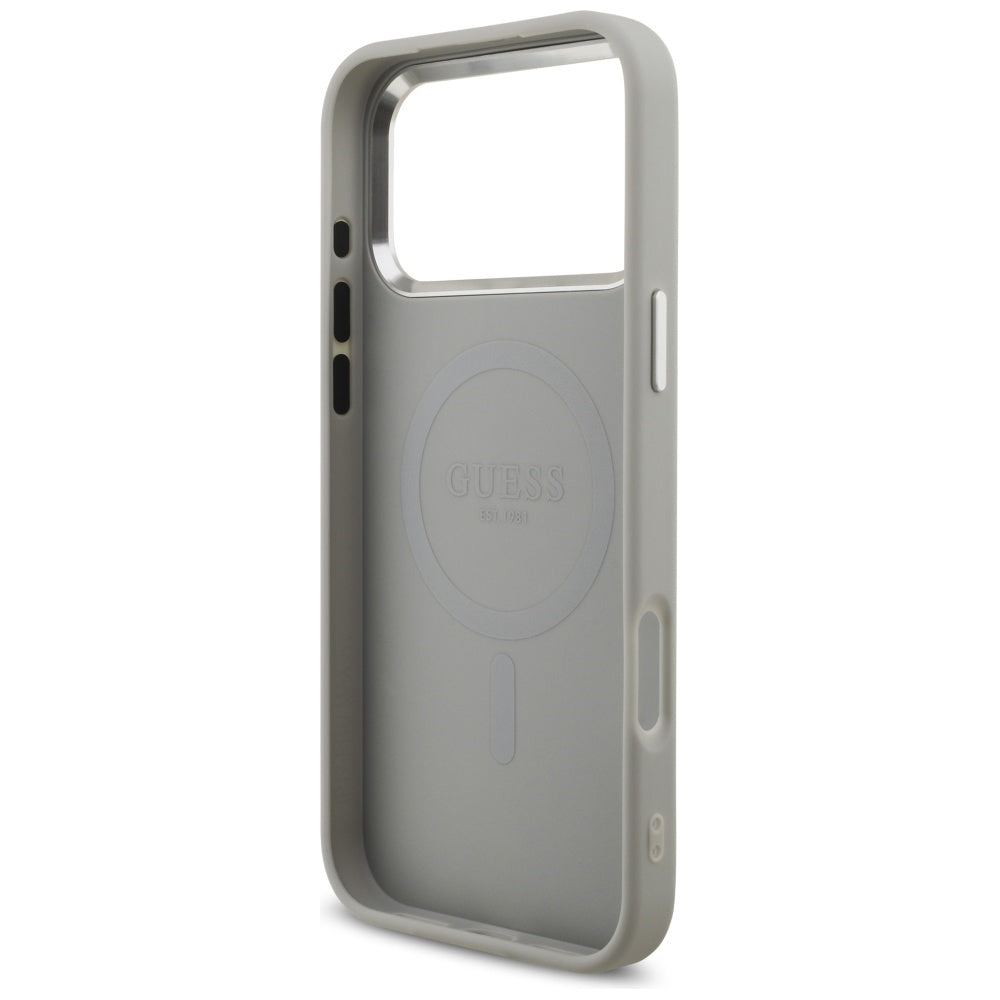 Θήκη MagSafe για Apple iPhone 17 Pro, Guess, Glitter Triangle Logo, Ασημί
