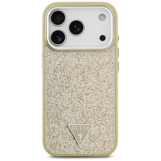Θήκη MagSafe για Apple iPhone 17 Pro, Guess, Glitter Triangle Logo, Χρυσή