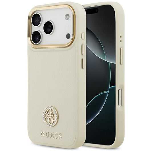 Θήκη MagSafe για Apple iPhone 17 Pro, Guess, Grained Strass Logo, Μπεζ