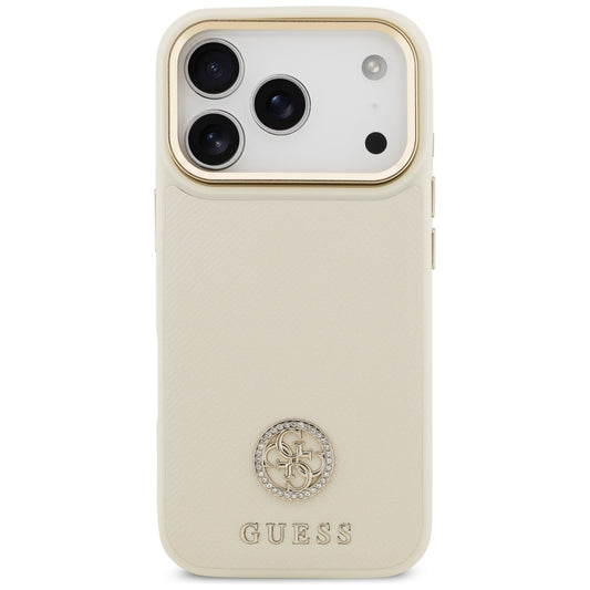 Θήκη MagSafe για Apple iPhone 17 Pro, Guess, Grained Strass Logo, Μπεζ