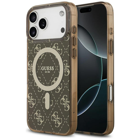 MagSafe Case for Apple iPhone 17 Pro, Guess, IML 4G Background, Brown
