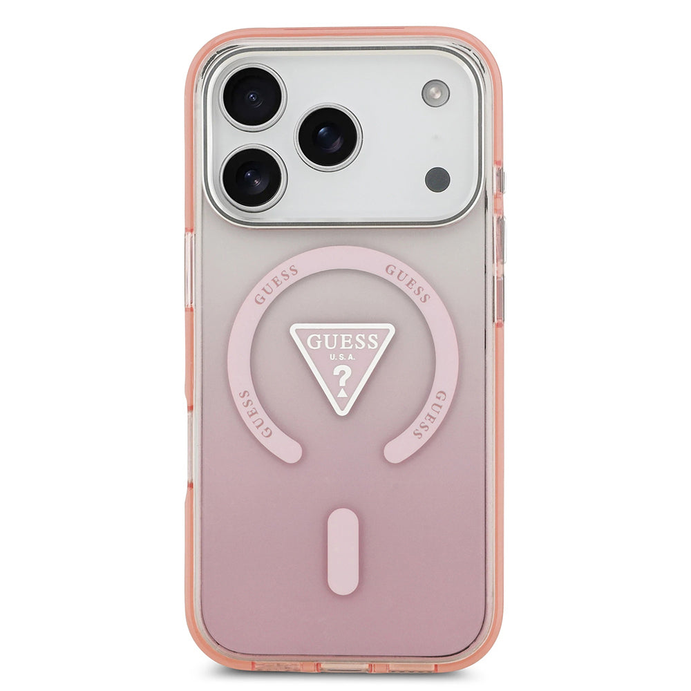 Θήκη MagSafe για Apple iPhone 17 Pro, Guess, IML Gradient Triangle Logo, Ροζ