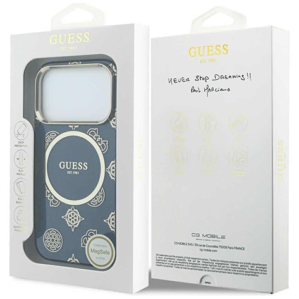 Θήκη MagSafe για Apple iPhone 17 Pro, Guess, IML Peony Dot, Μπλε