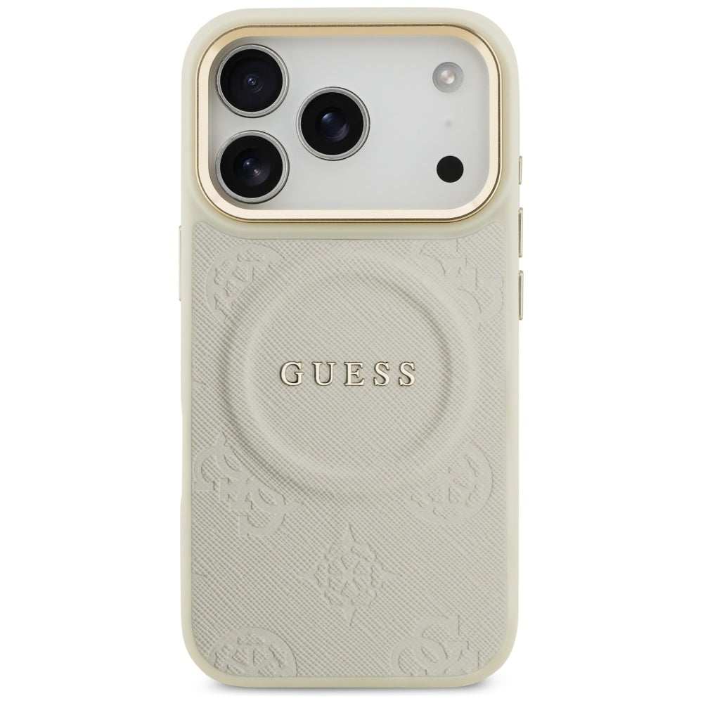 Θήκη MagSafe για Apple iPhone 17 Pro, Guess, Peony Hot Stamp, Μπεζ