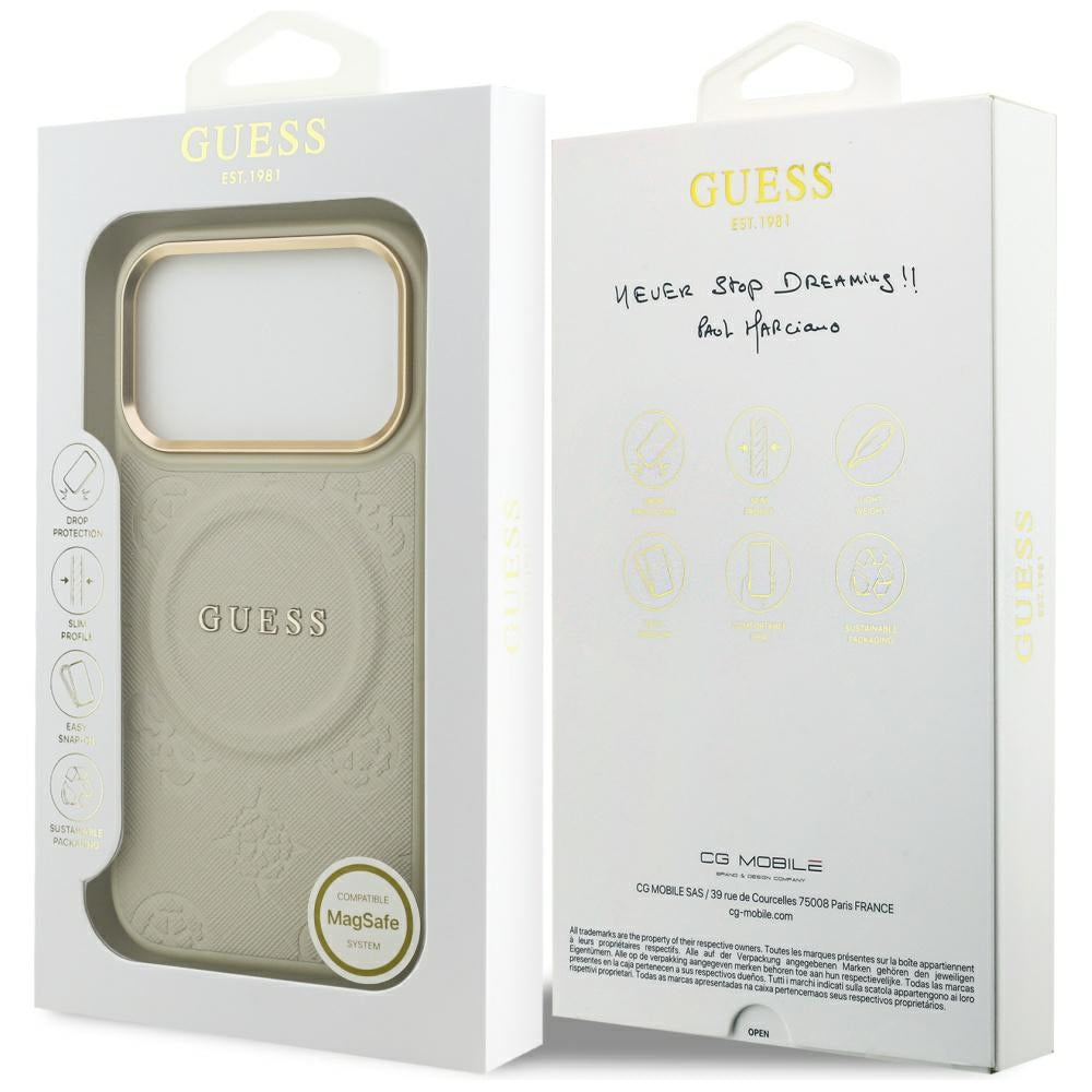 Θήκη MagSafe για Apple iPhone 17 Pro, Guess, Peony Hot Stamp, Μπεζ