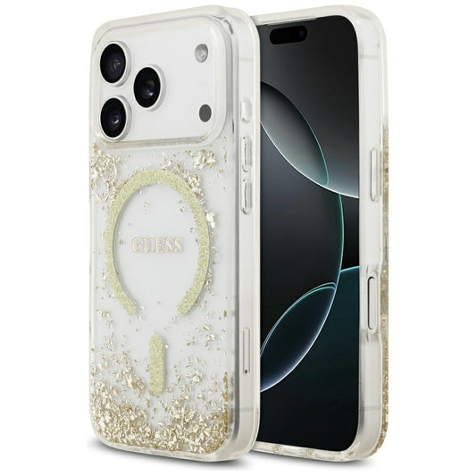 Θήκη MagSafe για Apple iPhone 17 Pro, Guess, Resin Bottom Glitter, Χρυσή
