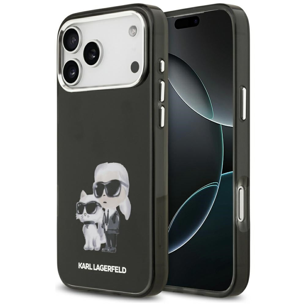 Θήκη MagSafe για Apple iPhone 17 Pro, Karl Lagerfeld, IML Aquarelle Logo Karl & Choupette, Μαύρη