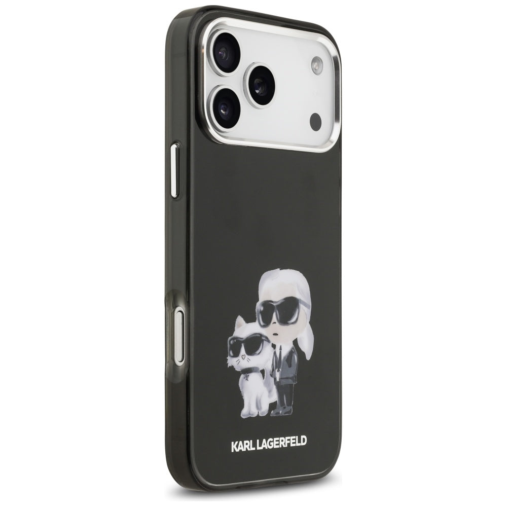 Θήκη MagSafe για Apple iPhone 17 Pro, Karl Lagerfeld, IML Aquarelle Logo Karl & Choupette, Μαύρη