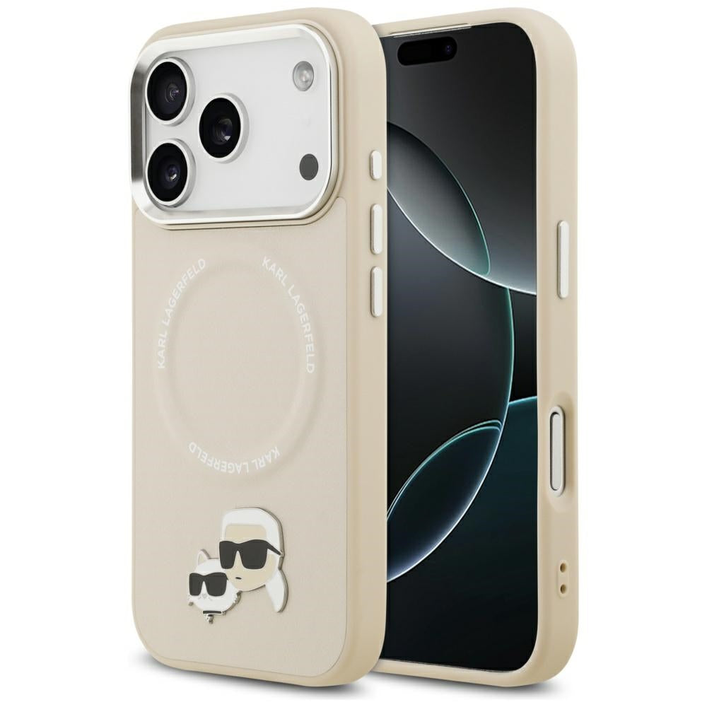 Θήκη MagSafe για Apple iPhone 17 Pro, Karl Lagerfeld, Karl & Choupette Pins, Μπεζ