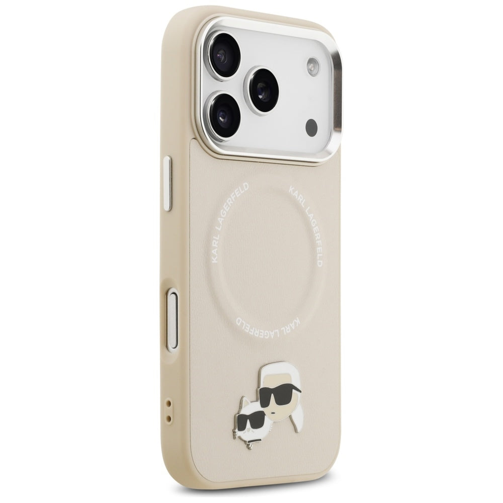 Θήκη MagSafe για Apple iPhone 17 Pro, Karl Lagerfeld, Karl & Choupette Pins, Μπεζ