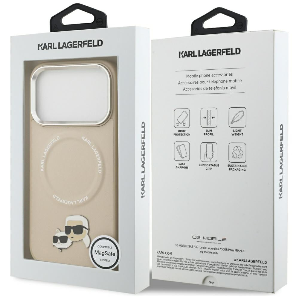 Θήκη MagSafe για Apple iPhone 17 Pro, Karl Lagerfeld, Karl & Choupette Pins, Μπεζ