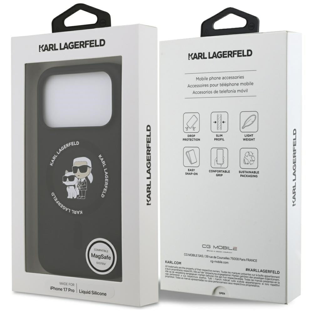 Θήκη MagSafe για Apple iPhone 17 Pro, Karl Lagerfeld, Ring Karl & Choupette, Μαύρη