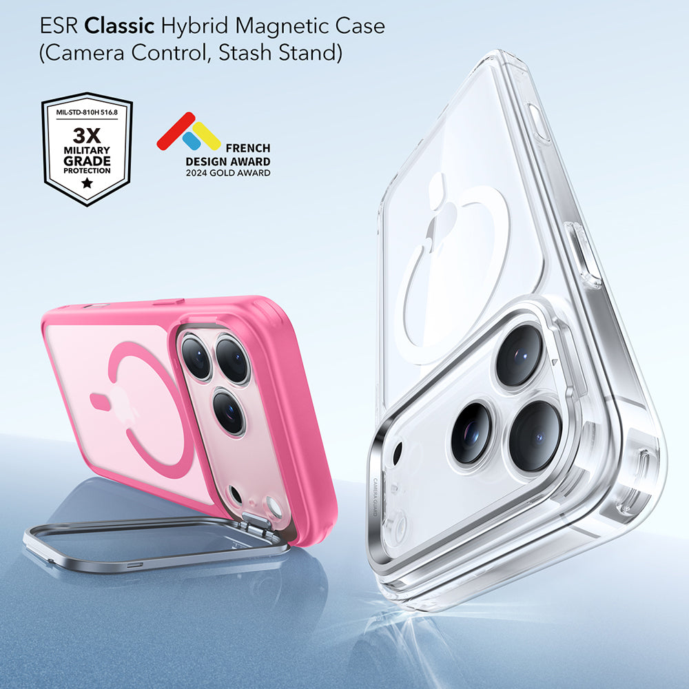 Θήκη MagSafe για Apple iPhone 17 Pro Max, ESR, Classic Hybrid Kickstand, Ροζ Σατέν