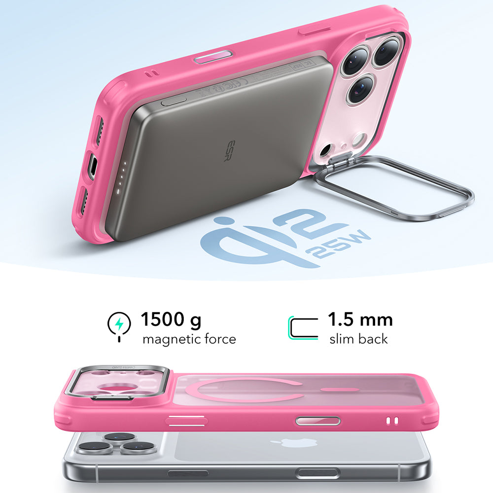 Θήκη MagSafe για Apple iPhone 17 Pro Max, ESR, Classic Hybrid Kickstand, Ροζ Σατέν