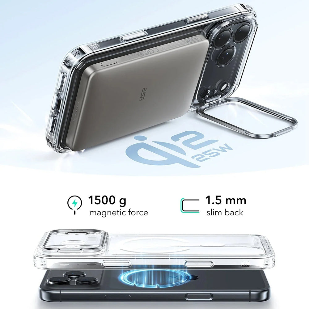 Θήκη MagSafe για Apple iPhone 17 Pro Max, ESR, Classic Hybrid Kickstand, Διαφανής