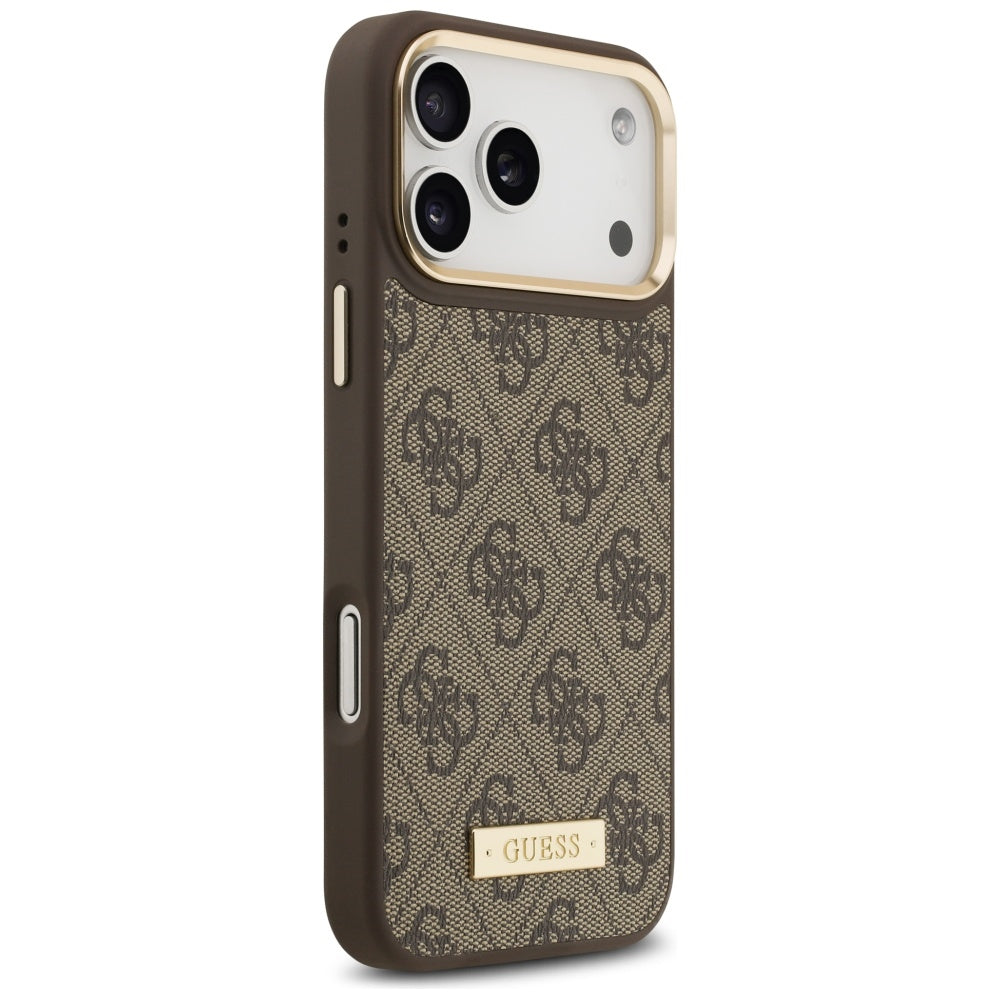 Θήκη MagSafe για Apple iPhone 17 Pro Max, Guess, 4G Logo Plate, Καφέ