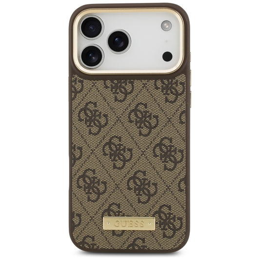 MagSafe Case for Apple iPhone 17 Pro Max, Guess, 4G Logo Plate, Brown