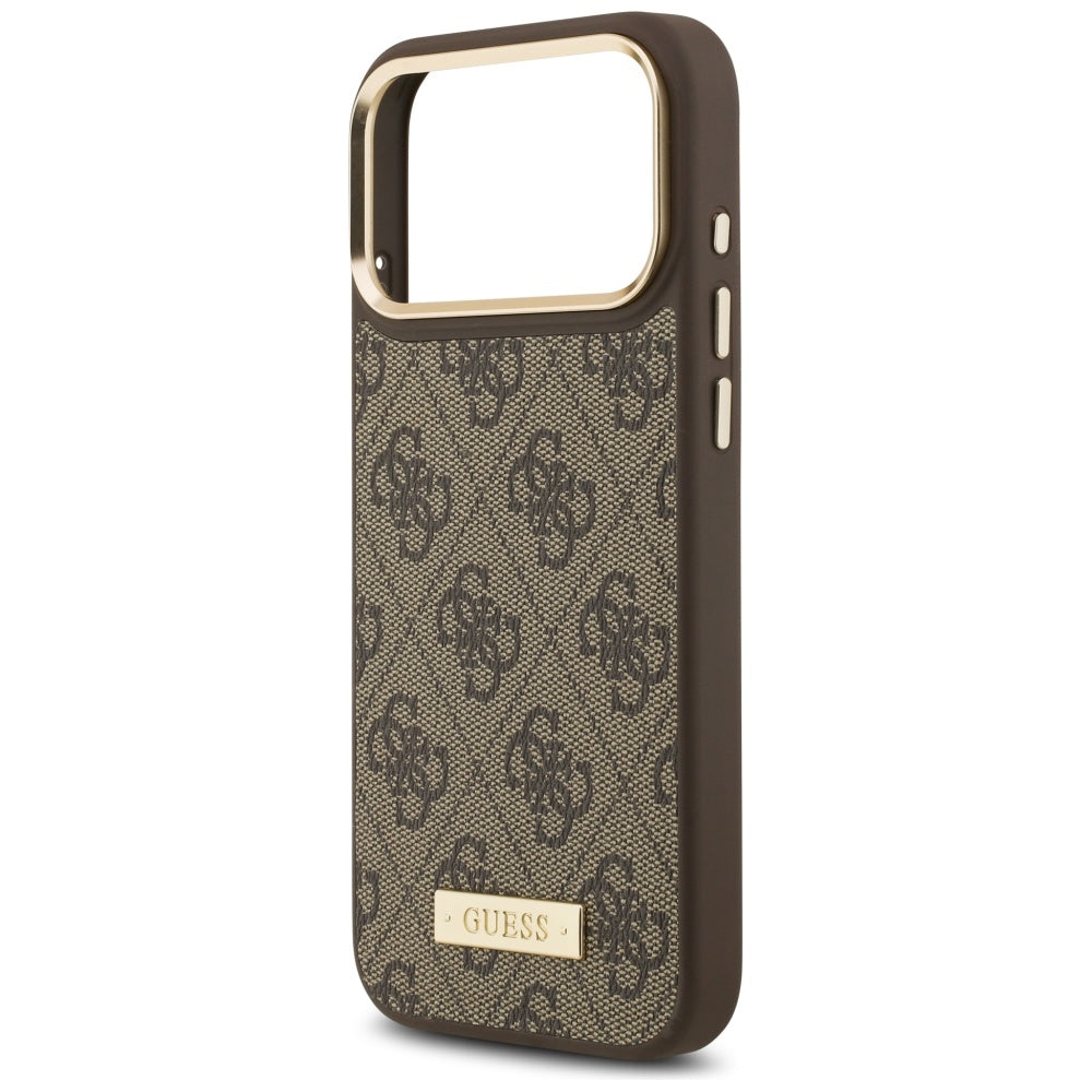 Θήκη MagSafe για Apple iPhone 17 Pro Max, Guess, 4G Logo Plate, Καφέ