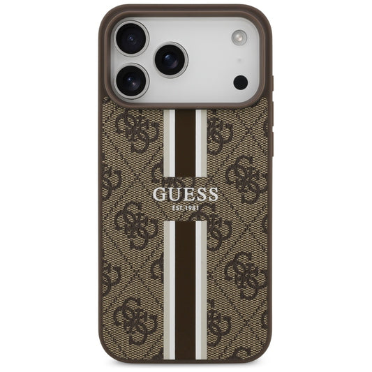 Θήκη MagSafe για Apple iPhone 17 Pro Max, Guess, 4G Printed Stripes, Καφέ